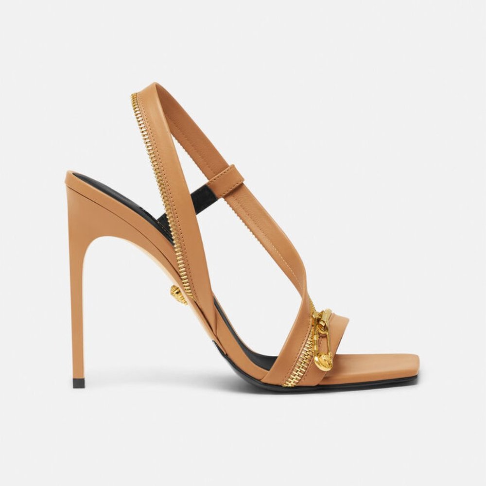 Versace PIN LEATHER SANDALS - Caramel Nude